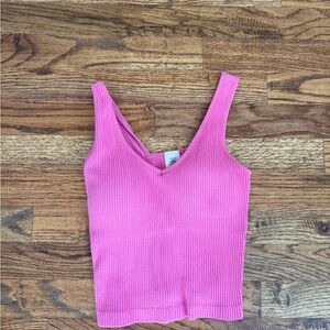 Vibrant Pink Ribbed Crop Top